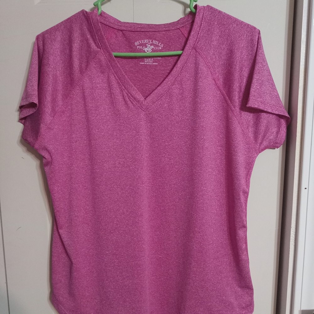 Beverly Hills Polo Club Pink Short Sleeve V-Neck Tee